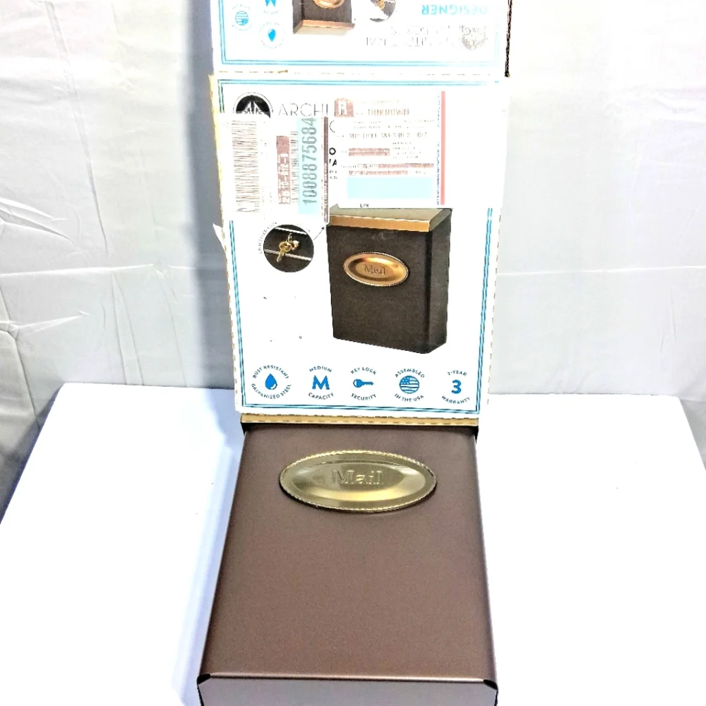 Architectural Designer Galvanized Bronze Top Load Wall Mount Locking NWB Mailbox - Picture 2 of 11